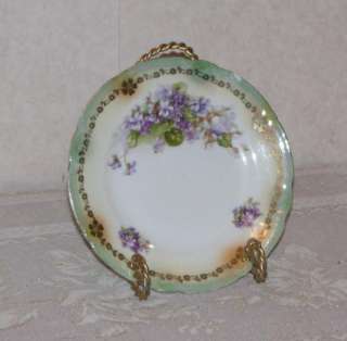 Vintage Hand Painted Small Green and Purple Plate  