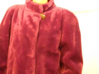 VTG 80s PURPLE PUNK faux fur JORDACHE Glam COAT JACKET mandarin collar 