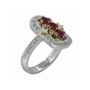  1.35 Ct Ruby & Diamond Cocktail Ring in 18k Two Tone Gold 