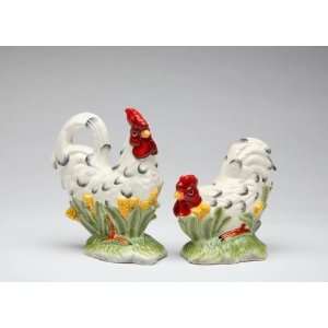  5 inch Black And White Set Of Rooster Salt And Pepper 