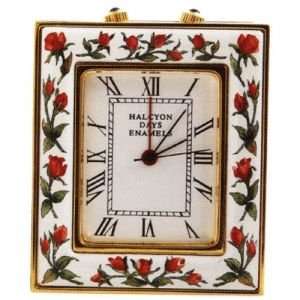   Halcyon Days Enamels Clocks Red Rose Desl Alarm Clock
