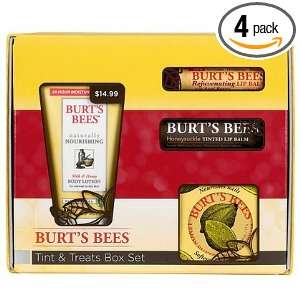 Burts Bees Tints & Treats Box Set w/ Body Lotion, Lip Balm, Tinted 