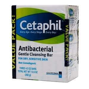  Cetaphil Antibacterial Gentle Cleansing Bar Value Pack, 3 