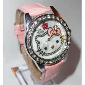 com Hello Kitty Dial Analog Watch with Crystal Bezel (Pink) with Free 