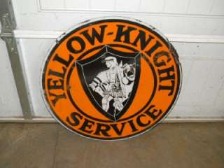 Old Yellow Knight Bus Truck Gas Oil Porcelain Sign Horse Graphics 