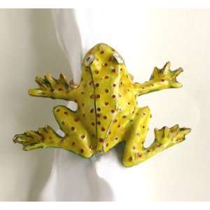  Cloisonne Frog Napkin Ring in Lime