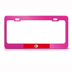 Tunisia Flag Pink Country Metal license plate frame Tag Holder