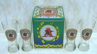 ANHEUSER BUSCH St Louis Lager Beer Glassware & Tin CB42  
