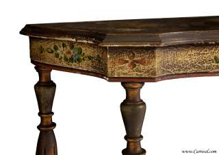 Antique Hand Painted Floral Console Hall Entrance Table  