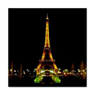 Eiffel Tower Lights at Night Paris France Ceramic Tile  