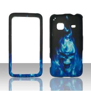 Blue Skull Fire Samsung Galaxy Precedent Straight Talk Phone Cover 