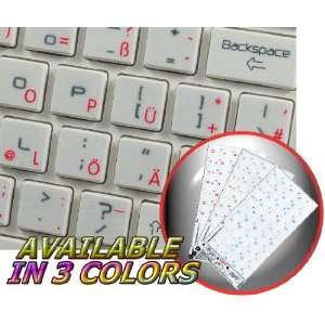 APPLE GERMAN KEYBOARD STICKER WITH RED LETTERING TRANSPARENT 