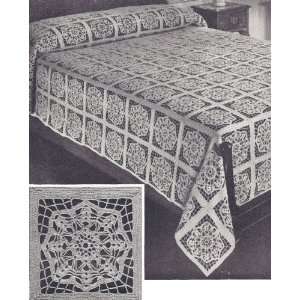  Vintage Crochet PATTERN to make   MOTIF BLOCK Bedspread in 