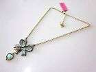 Betsey Johnson Butterfly Knot Pendant Gold Tone Necklac