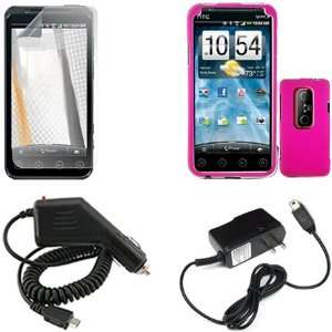   Car Charger + LCD Screen Protector + Home Wall Charger for HTC EVO 3D