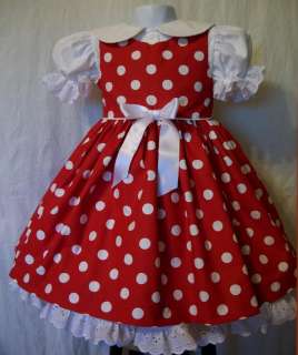 NEW Handcrafted Minnie Dot  jumper Dress custom sz  