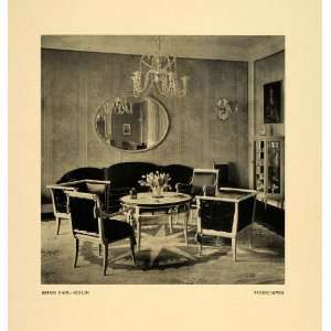  1914 Print Living Room Interior Design Chandelier Bruno 