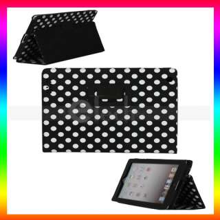 Black Polka Dots PU Design Leather Case Cover With Stand for Apple 