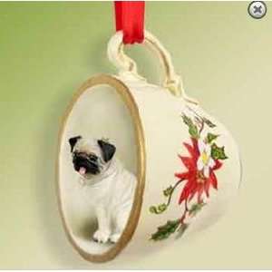    Christmas Tree Ornament   Fawn Pug in Teacup 