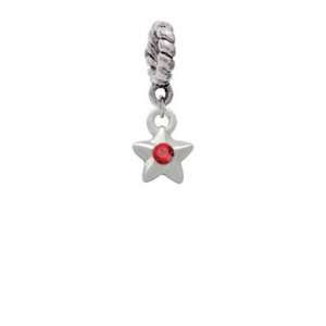   Red Swarovski Crystal Silver Plated European Charm Dang Jewelry