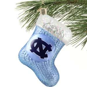   Tar Heels (UNC) Carolina Blue Glass Stocking Ornament Sports