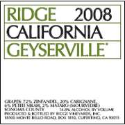 Ridge Geyserville 2008 