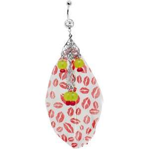  Funky Red Lipstick Lips Feather Belly Ring Jewelry