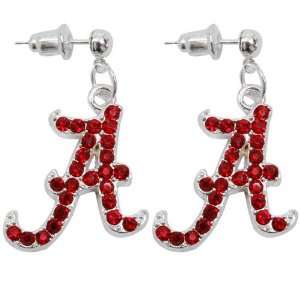  NCAA Alabama Crimson Tide Rhinestone Logo Dangle Earrings 