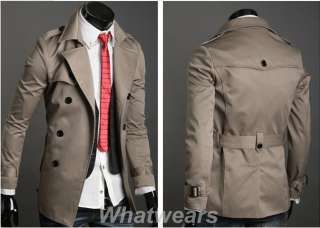   Wool Double Breasted Cowl Collar Trench Coat Khaki M ~XXL Z12  