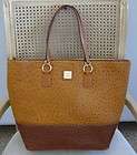   & BOURKE OSTRICH LEATHER COLOR BLOCKED O RING TOTE BAG COGNAC/TAN