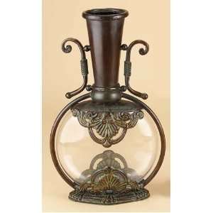    Beautifully Adorned Metal Glass Decorative Vase