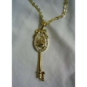 Designer Inspired Crown Within Gold Finish Key Enhanced with Austrian 