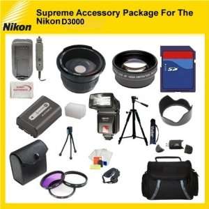 Nikon D3000 includes 16GB SD Card, SD Reader, Battery & Charger, Lens 