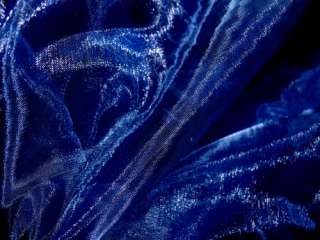 A13 Deep Blue Crystal Organza Fabric Curtain by Yard  
