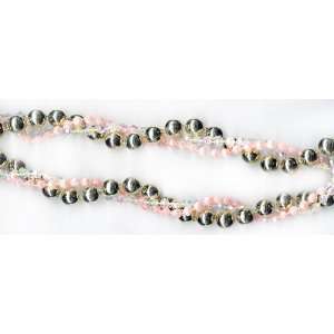Pink, Gold & Clear Beaded Twist Christmas Garland #H9762  
