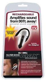 BELL HOWELL SILVER SONIC MAX RECHARGEABLE PERSONAL SOUND AMPLIFIER 