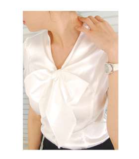 Romantic satin ribbon blouse, Career Woman, A005248  