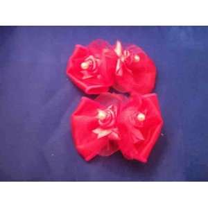  2 Satin Barrettes Bows 2.75 Long with Metal Clip   Hot 