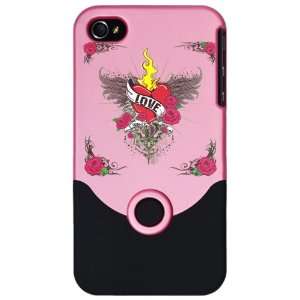   Slider Case Pink Love Flaming Heart with Angel Wings 