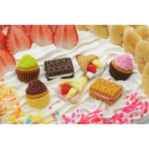  Iwako Japanese Erasers/3 Cup Cakes, 2 Biscuits, 2 Crepes 