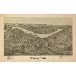  Historic Panoramic Map Morgantown, West Virginia 1897 