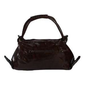 Emily Charm] Coffee Double Handle Leatherette Satchel Hobo Handbag w 