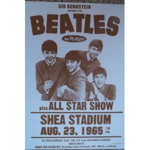  The Beatles in Person Playing At Shea Stadium Sepia Poster 