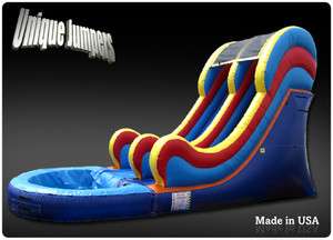 Inflatable 16 Foot Water Slide Commercial Slide with attached pool 