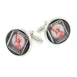Statue of Liberty stamp image cufflinks with presentation box. Made in 