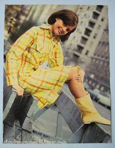   Cute Girl in Yellow Raincoat & Boots City Street 60s Pin Up Ad  