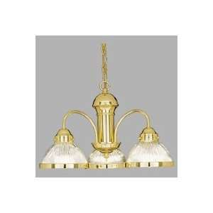  Polished Brass Chandelier With Prismatic Glass