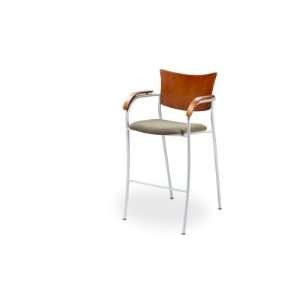   Wood Cafeteria Dining Counter Bar Stool with Arms