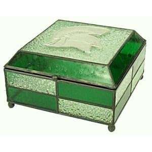   State MSU Spartans Stained Glass Charm/Jewelry Box