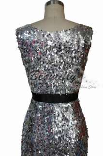 New Year Elegant Silver Sequins Evening Party Dress❤  